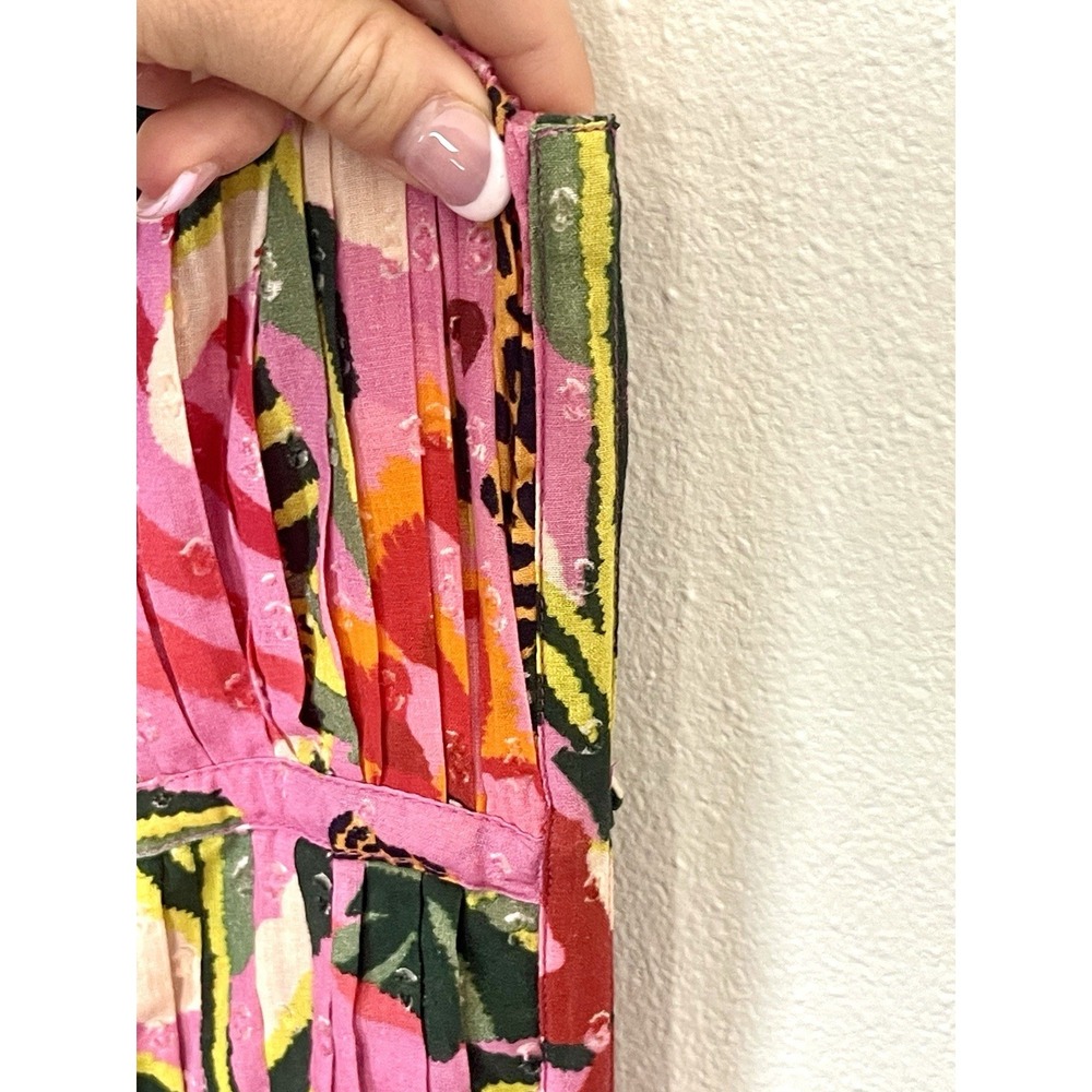 FARM RIO Pink Leopard Forest Midi Dress 100% Cotton Pink Tropical Backless S - Picture 11 of 16